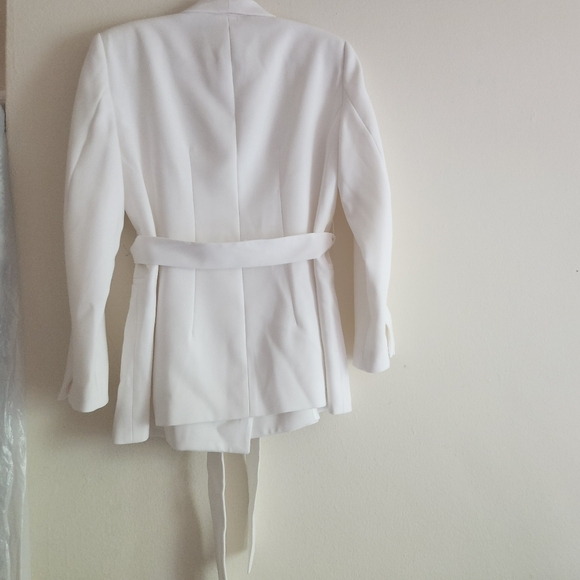 Zara Collection co-ord set Tie-belt blazer+pants white/ecru sz L NWT NO LOW BALL - Picture 11 of 11